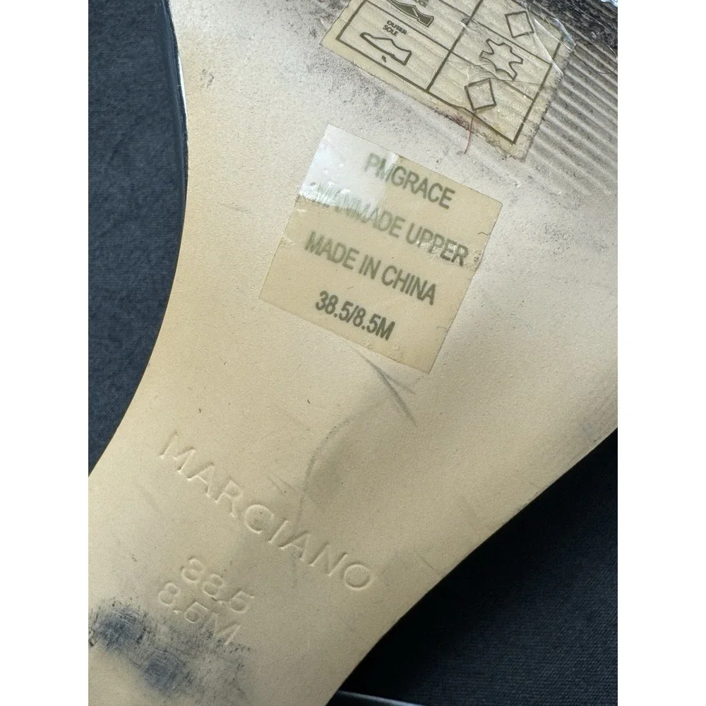 Marciano Clear‎ Strap Heels Square Toe Silver Metallic Nude Mules 8.5 38.5